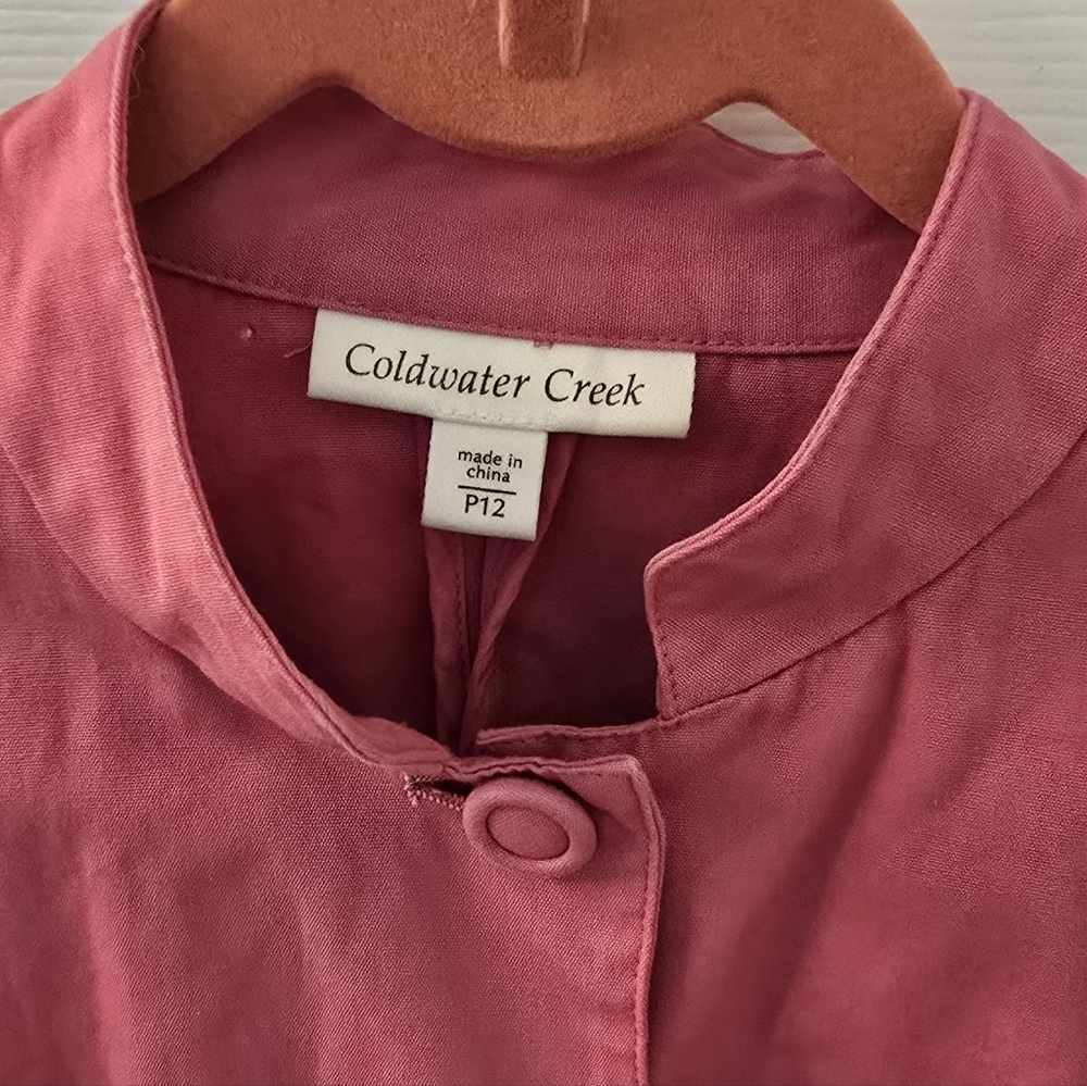 Coldwater Creek Vibrant Pink Cropped Jacket With Front Pockets, Size 12P - Picture 3 of 7